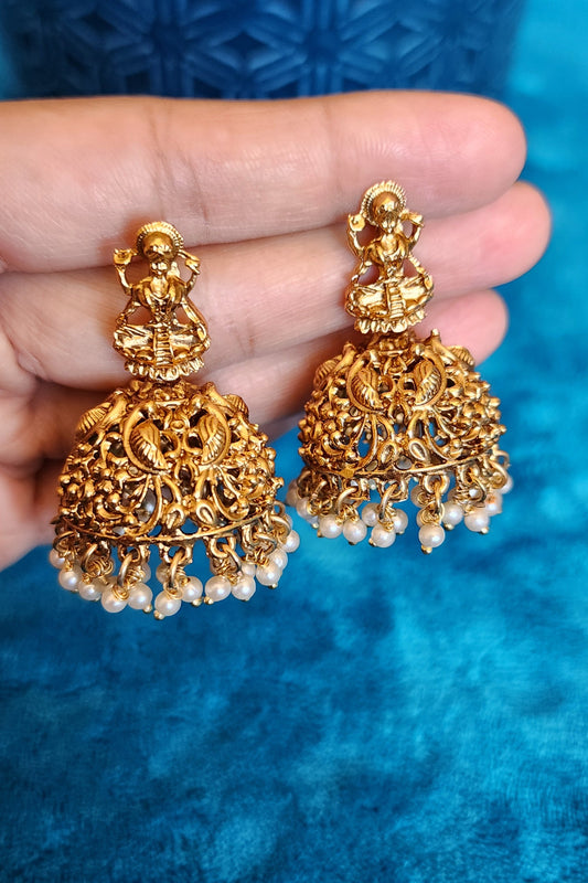 Divine Lakshmi Pearl Jhumka