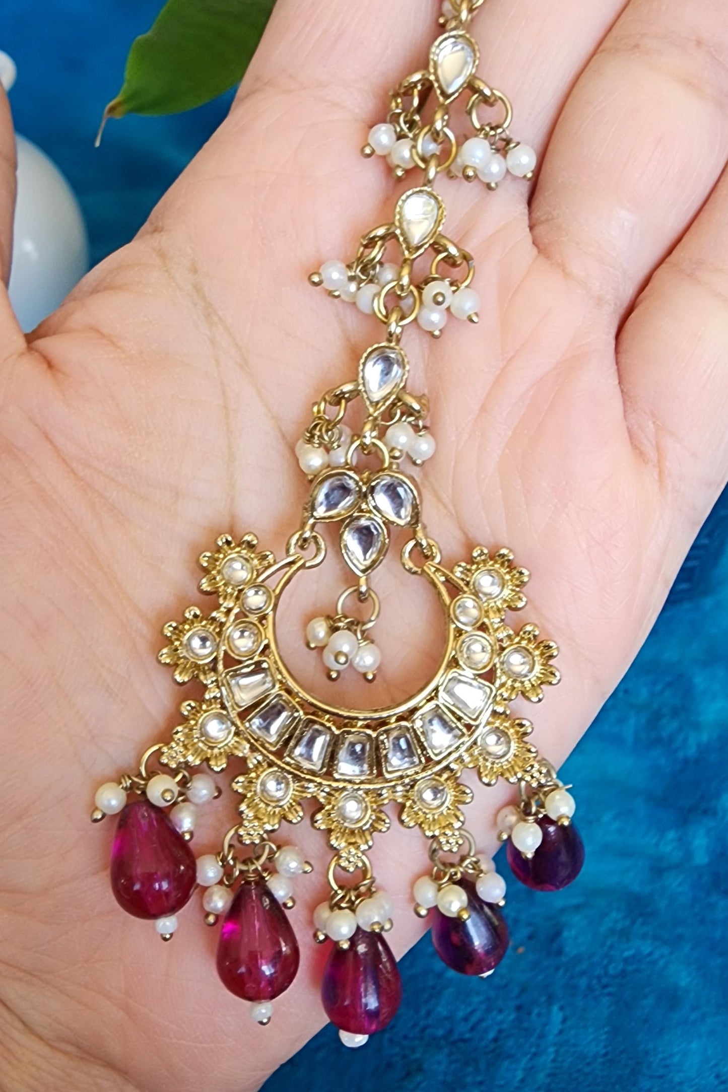 3 Piece Royal Purple Gold Jewelry Set with Choker and Earrings