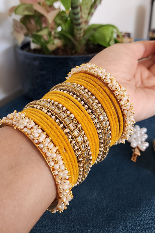 Festive Yellow Bangles for Haldi Ceremony