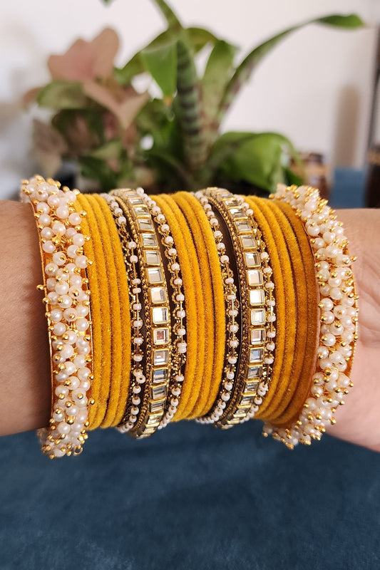 Festive Yellow Bangles for Haldi Ceremony