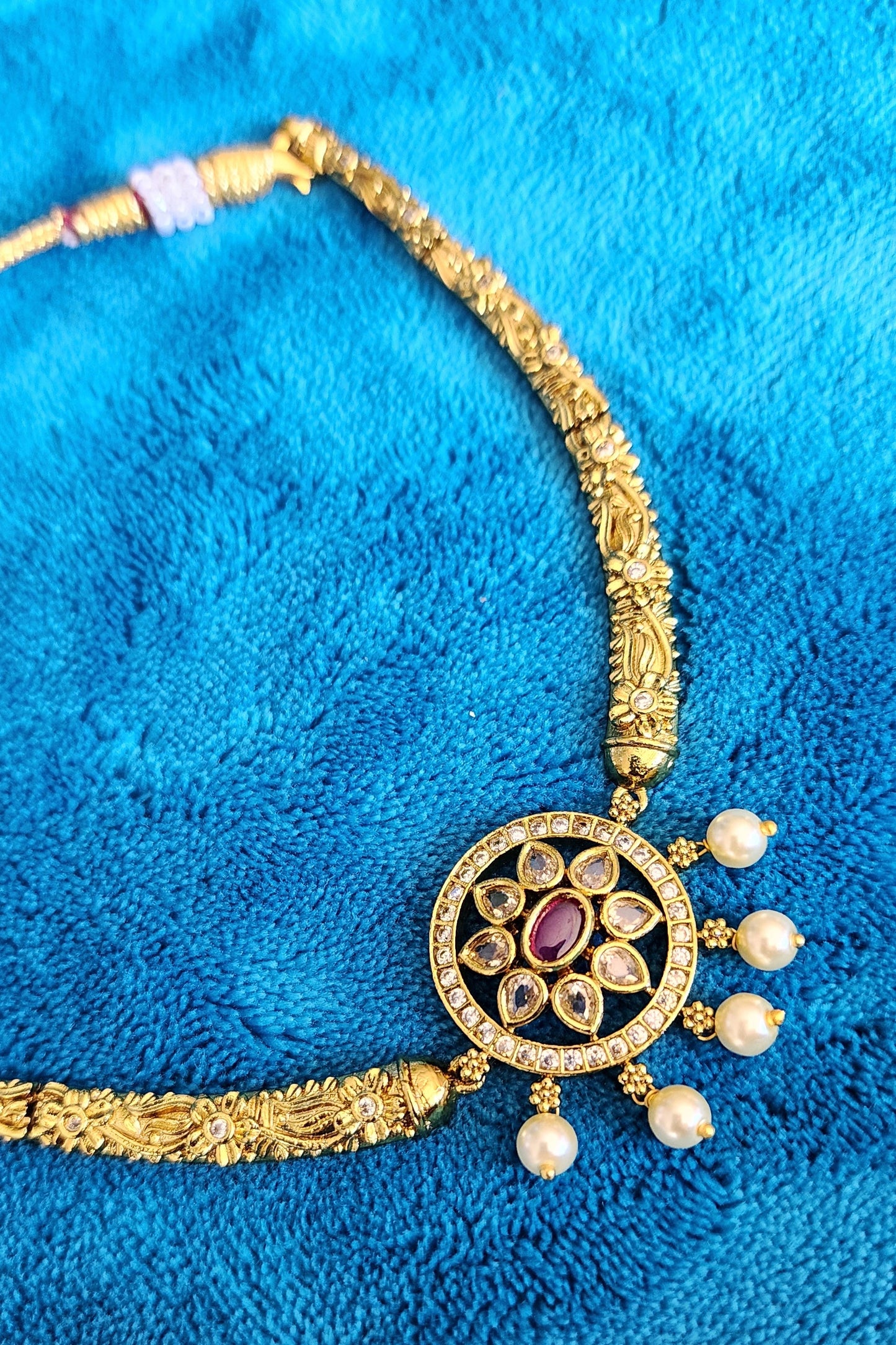 Gold Pearl Drop Necklace & Earring Set