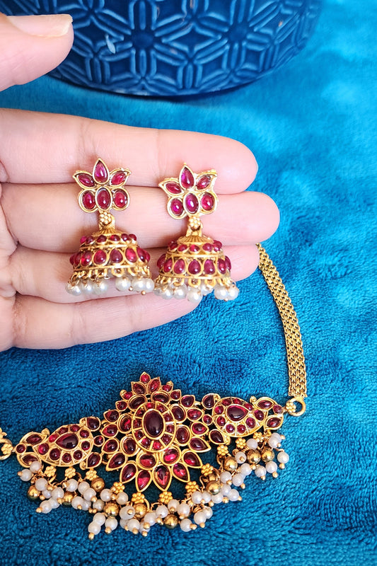 Royal Red Temple Jewellery Set