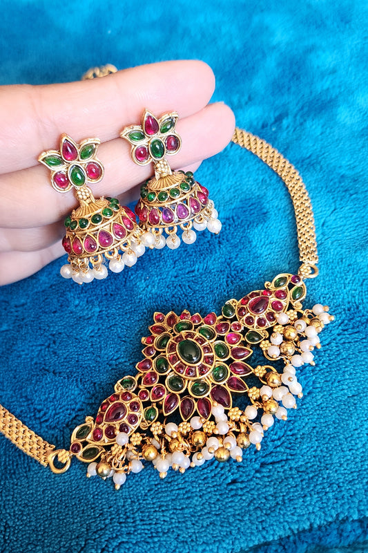 Heritage Charm Jhumka Necklace Set