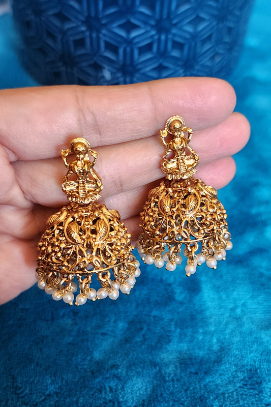 Divine Lakshmi Pearl Jhumka