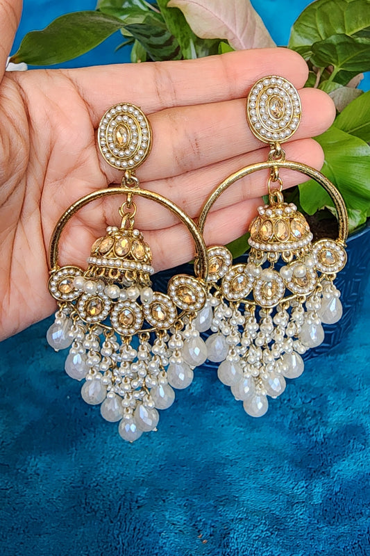 Regal Cascade Gold Pearl Earrings for Bridal Elegance